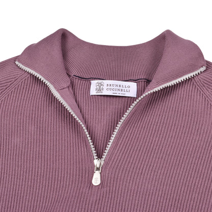 BRUNELLO CUCINELLI MEN'S 100% COTTON 1/4 ZIP RIBBED PULLOVER/SWEATER NEW