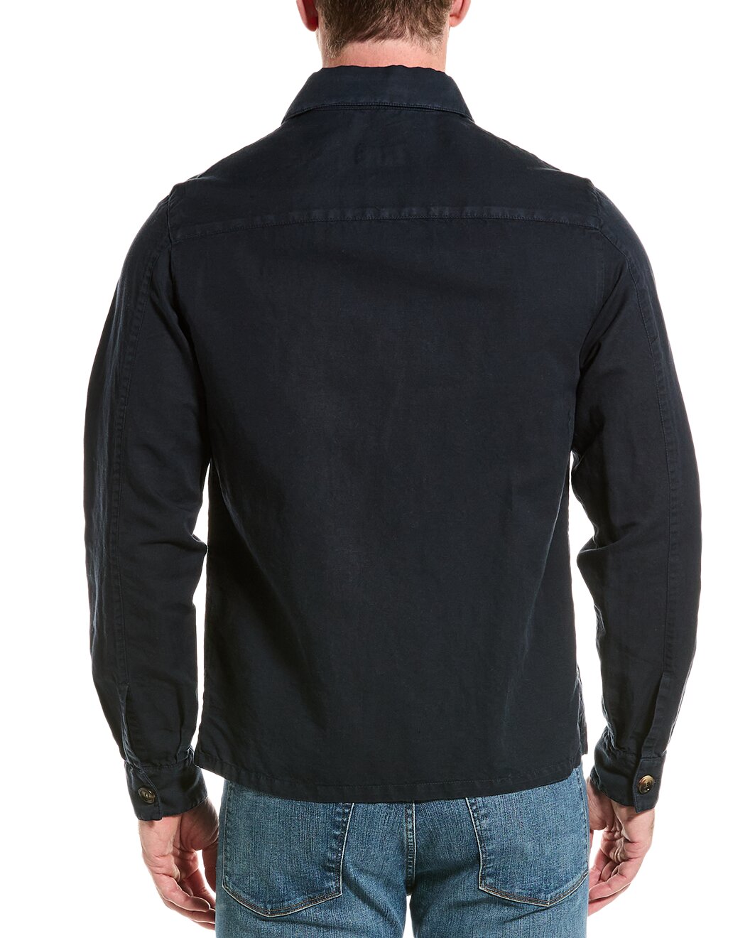 BRUNELLO CUCINELLI MEN'S COTTON BLEND BUTTON DOWN NAVY SHIRT JACKET