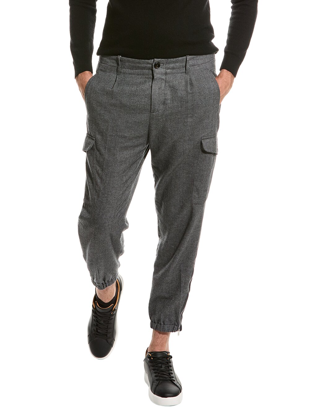 BRUNELLO CUCINELLI MEN'S 100% COTTON GRAY CARGO STYLE CASUAL PANTS/TROUSERS