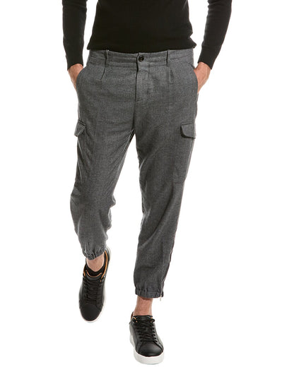 BRUNELLO CUCINELLI MEN'S 100% COTTON GRAY CARGO STYLE CASUAL PANTS/TROUSERS