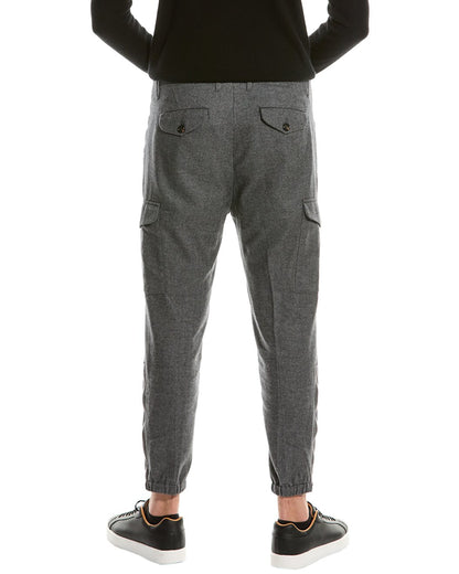 BRUNELLO CUCINELLI MEN'S 100% COTTON GRAY CARGO STYLE CASUAL PANTS/TROUSERS