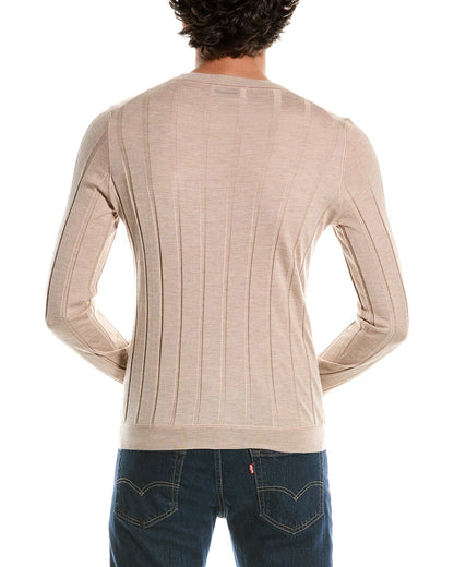 BRUNELLO CUCINELLI MEN'S CASHMERE BEND CREW NECK RIBBED SWEATER/PULLOVER NEW