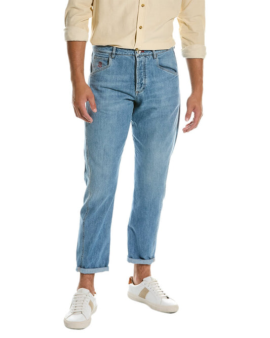 BRUNELLO CUCINELLI MEN'S 100% COTTON LOOSE FIT 5 POCKET DENIM JEAN PANTS NEW