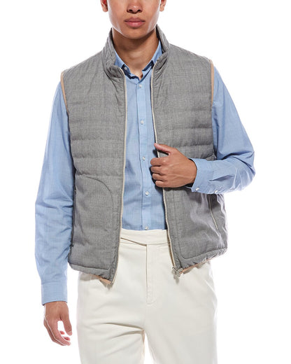 BRUNELLO CUCINELLI MEN'S 100% VIRGIN WOOL ZIP UP QUILTED CASUAL PUFFER VEST