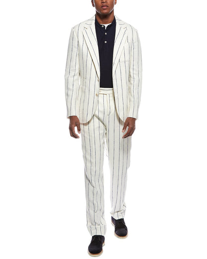BRUNELLO CUCINELLI MEN'S WOOL BLEND 3 BUTTON CASUAL STRIPED SUIT NEW