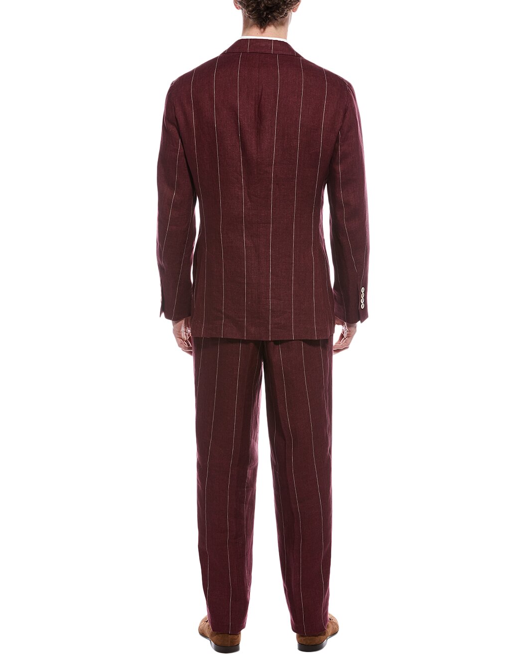 BRUNELLO CUCINELLI MEN'S 100% LINEN 3 BUTTON STRIPED CASUAL SUIT NEW