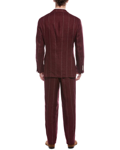 BRUNELLO CUCINELLI MEN'S 100% LINEN 3 BUTTON STRIPED CASUAL SUIT NEW