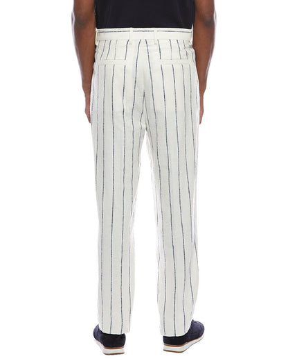 BRUNELLO CUCINELLI MEN'S LINEN BLEND CASUAL EASY FIT STRIPE PANTS/TROUSERS NEW