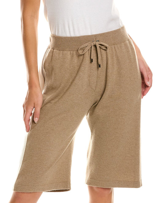BRUNELLO CUCINELLI WOMEN'S 100% CASHMERE MONILI BEAD LINED BERMUDA STYLE SHORTS