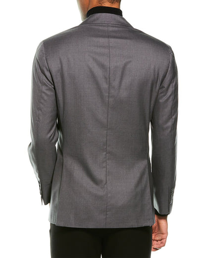 BRUNELLO CUCINELLI MEN'S GRAY VIRGIN WOOL/SILK BLEND TUXEDO BLAZER/DINNER JACKET