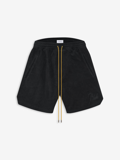 RHUDE MEN'S LEATHER SHORT BLACK