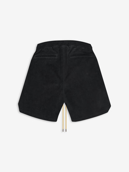 RHUDE MEN'S LEATHER SHORT BLACK