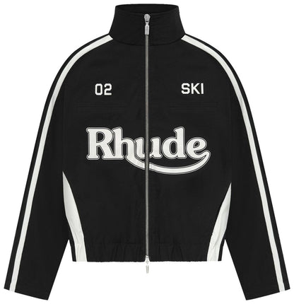 RHUDE MEN'S SKI TRACK JACKET BLACK/WHITE