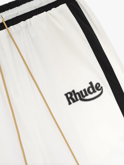 RHUDE MEN'S SKI-TRACK PANTS WHITE/BLACK