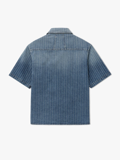 RHUDE MEN'S WABASH DENIM SNAP SHIRT