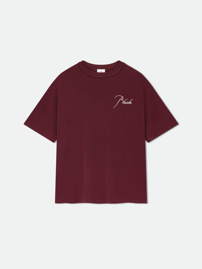 RHUDE MEN'S REVERSE TEE BURGUNDY