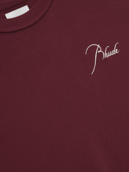 RHUDE MEN'S REVERSE TEE BURGUNDY
