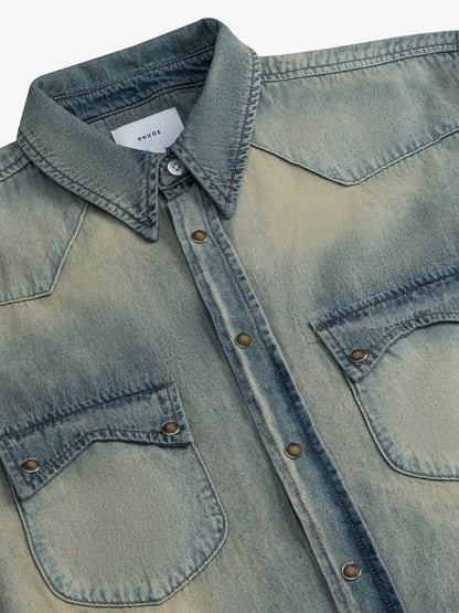 RHUDE MEN'S WESTERN DENIM SHIRT