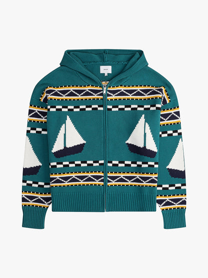 RHUDE MEN'S BATEAU KNIT ZIP-UP