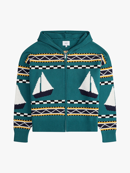 RHUDE MEN'S BATEAU KNIT ZIP-UP