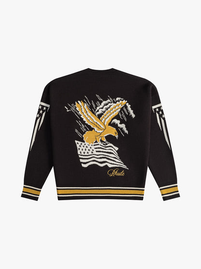 RHUDE MEN'S EAGLE SOUVENIR KNIT CREWNECK