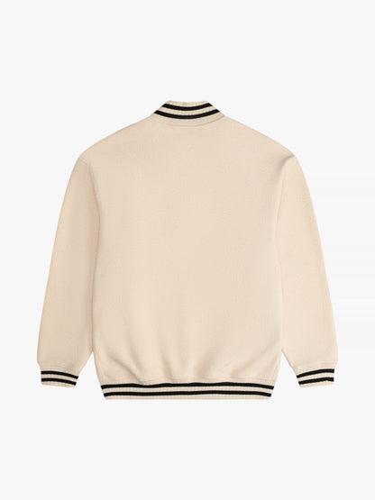 RHUDE MEN'S QUARTER-ZIP VARSITY CREAM/BLACK