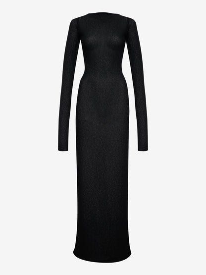 RHUDE WOMEN'S SHEER KNIT JERSEY DRESS BLACK