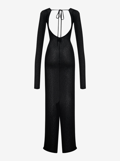 RHUDE WOMEN'S SHEER KNIT JERSEY DRESS BLACK