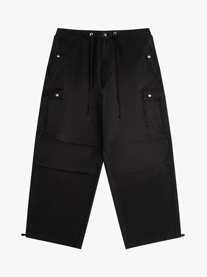 RHUDE WOMEN'S WASHED PARACHUTE PANTS BLACK