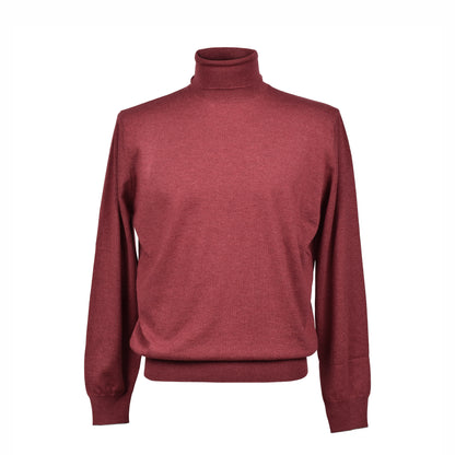BRUNELLO CUCINELLI MEN'S 100% CASHMERE BURGUNDY TURTLE NECK SWEATER