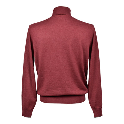 BRUNELLO CUCINELLI MEN'S 100% CASHMERE BURGUNDY TURTLE NECK SWEATER