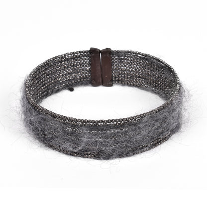 BRUNELLO CUCINELLI WOMEN'S MONILI BEAD AND WOOL CHOKER NECKLACE