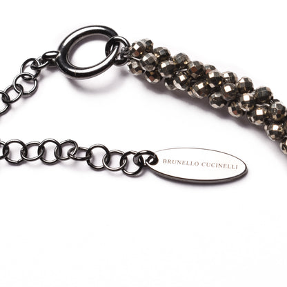 BRUNELLO CUCINELLI WOMEN'S SILVER & PYRITE GLASS BEAD CHOKER NECKLACE