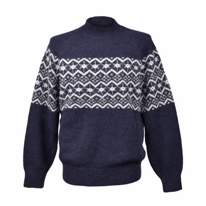 BRUNELLO CUCINELLI MEN'S TWO TONE MOCK COLLAR NAVY SWEATER / PULLOVER