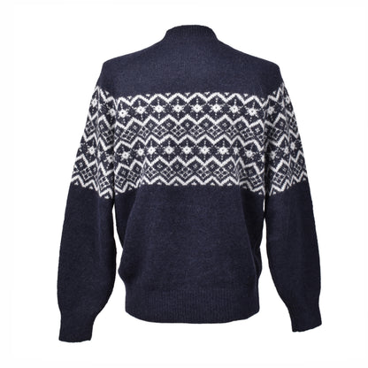 BRUNELLO CUCINELLI MEN'S TWO TONE MOCK COLLAR NAVY SWEATER / PULLOVER
