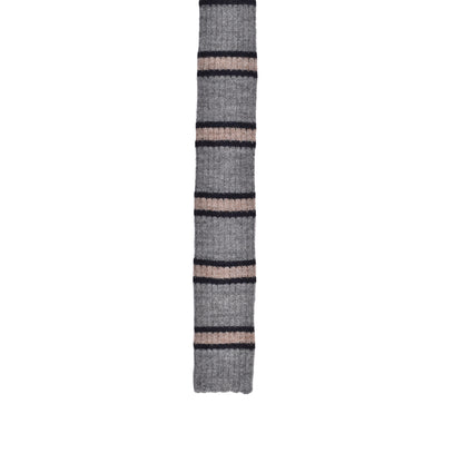 BRUNELLO CUCINELLI MEN'S TWO TONE WOOL BLEND SKINNY KNIT TIE NEW