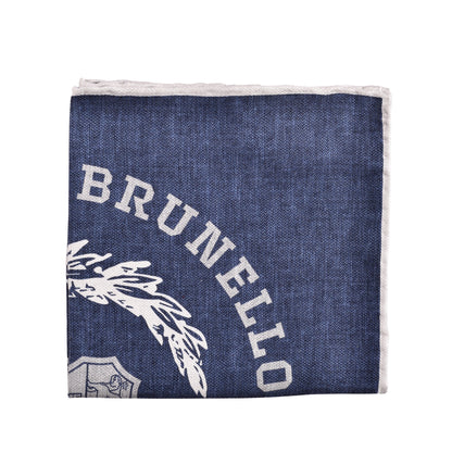 BRUNELLO CUCINELLI MEN'S 100% SILK LOGO POCKET SQUARE NEW