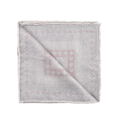BRUNELLO CUCINELLI MEN'S 100% TWO TONE SILK GEOMETRIC POCKET SQUARE NEW