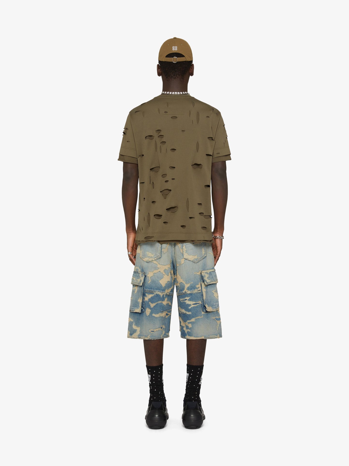 GIVENCHY MEN'S MULTICUTTED CURVED SHORTS W MOLESKINE NWT