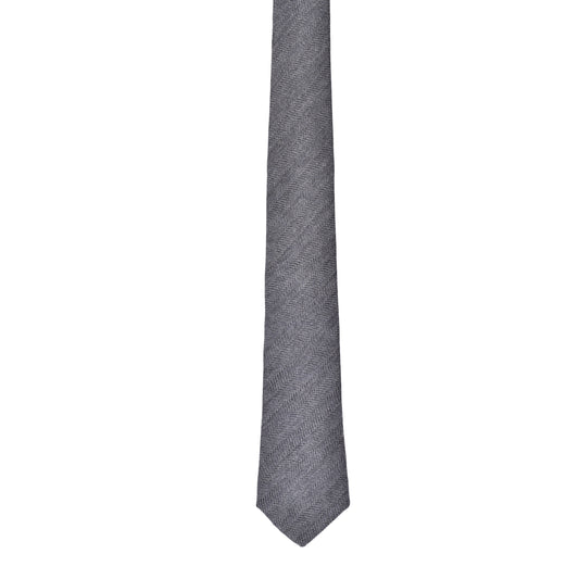 BRUNELLO CUCINELLI MEN'S VIRGIN WOOL AND SILK BLEND HERRINGBONE SKINNY TIE