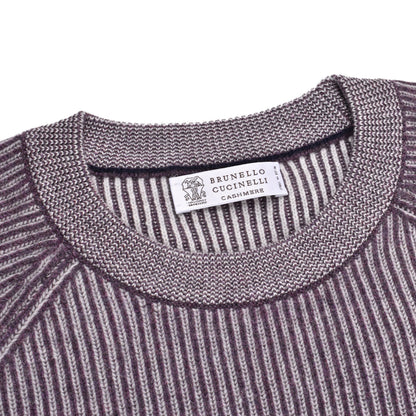 BRUNELLO CUCINELLI MEN'S TWO TONE 100% CASHMERE LUXURIOUS CREW NECK SWEATER