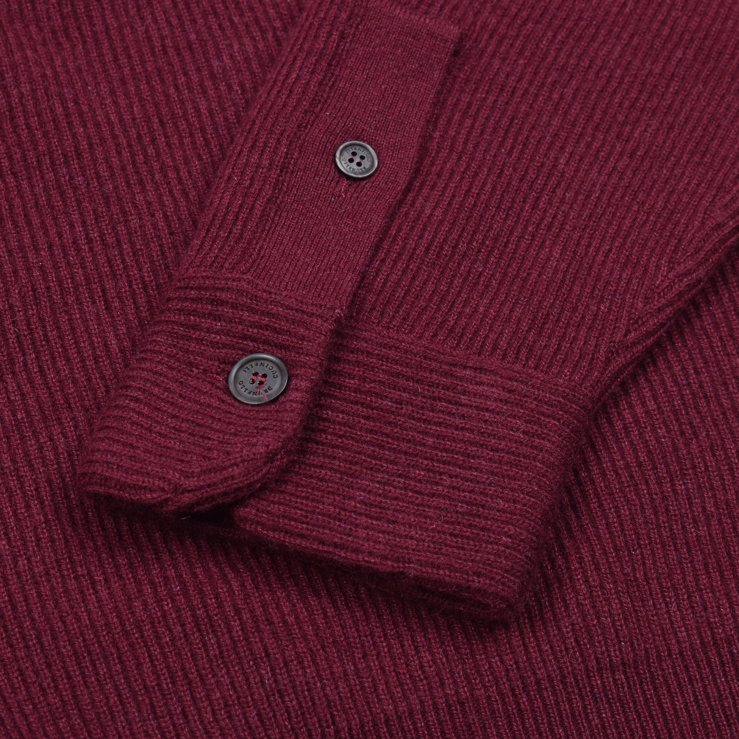 BRUNELLO CUCINELLI MEN'S 100% CASHMERE 3/4 BUTTON DOWN BURGUNDY PULLOVER/SWEATER