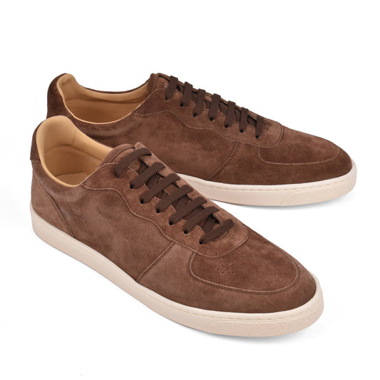 BRUNELLO CUCINELLI MEN'S 100% SUEDE BROWN CASUAL FASHION SNEAKER SHOES NEW