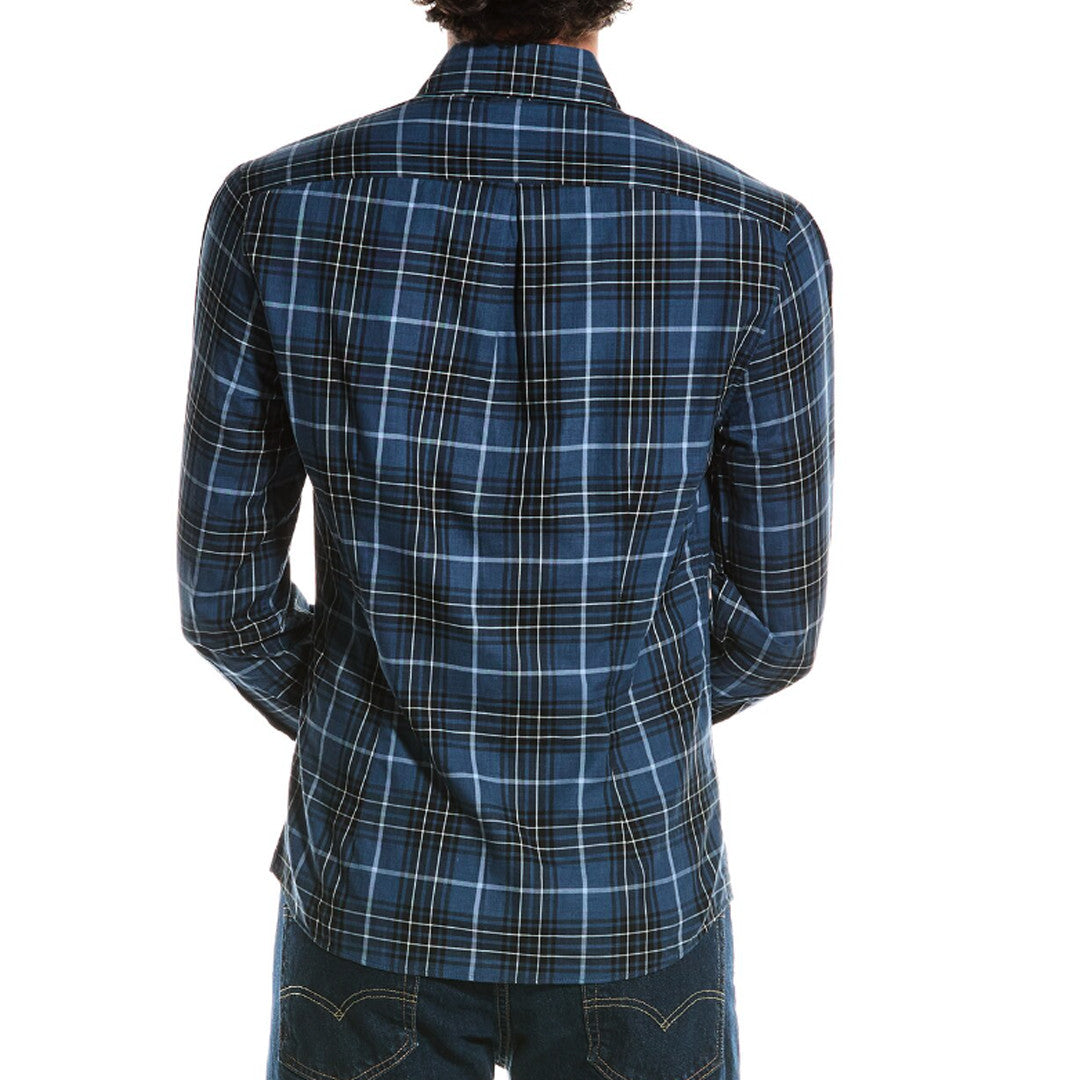 BRUNELLO CUCINELLI MEN'S 100% COTTON PLAID BUTTON DOWN PALID LONG SLEEVE SHIRT