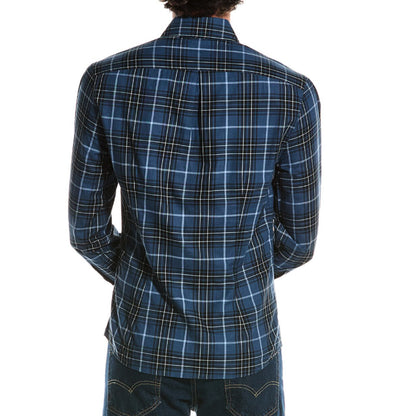 BRUNELLO CUCINELLI MEN'S 100% COTTON PLAID BUTTON DOWN PALID LONG SLEEVE SHIRT