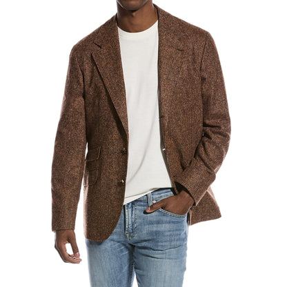 BRUNELLO CUCINELLI MEN'S BROWN 3 BUTTON ALPACA BLAZER