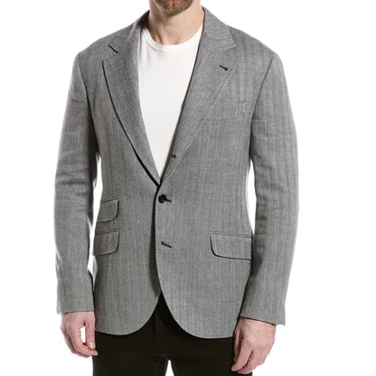 BRUNELLO CUCINELLI MEN'S 3 BUTTON HERINGBONE BLAZER /SPORTS COAT