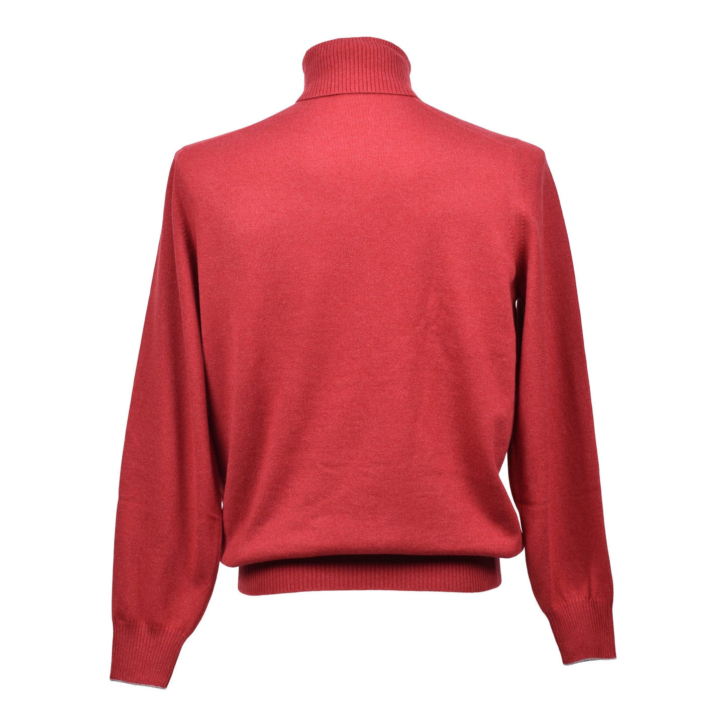 BRUNELLO CUCINELLI MEN'S 100% CASHMERE RED LOGO TURTLE NECK SWEATER