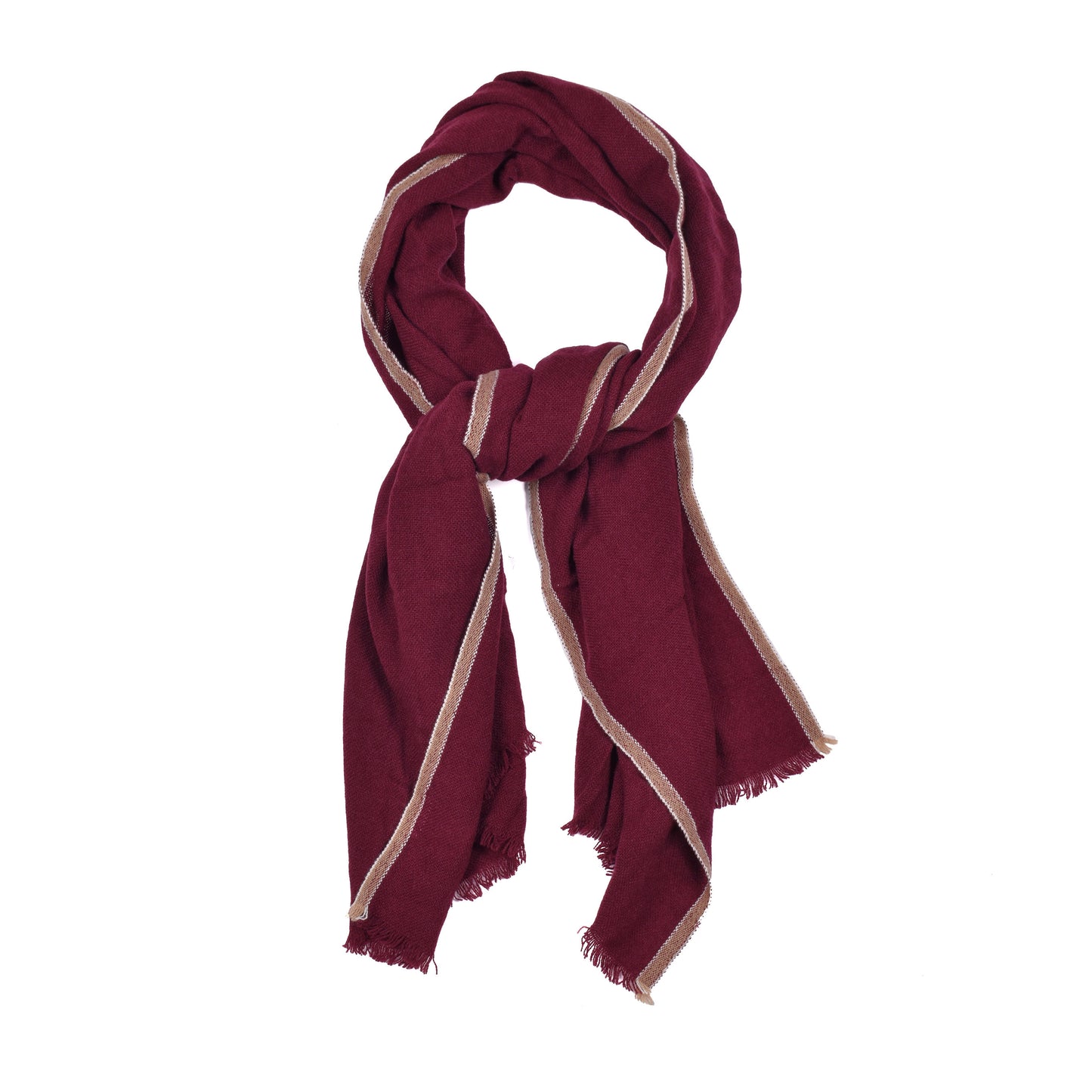 BRUNELLO CUCINELLI MEN'S 100% CASHMERE BURGUNDY SCARF