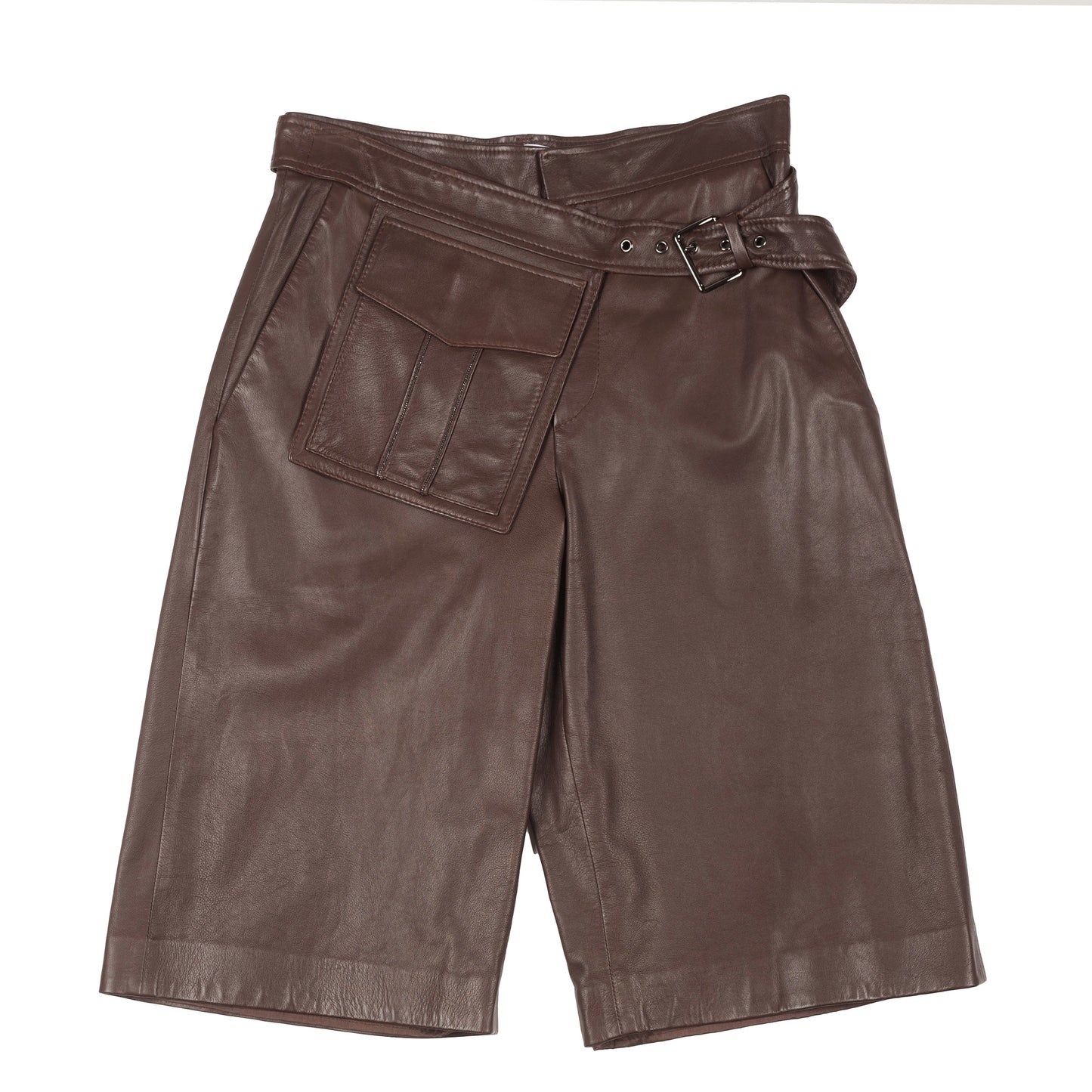 BRUNELLO CUCINELLI WOMEN'S BERMUDA STYLE 100% LEATHER FASHION SHORTS